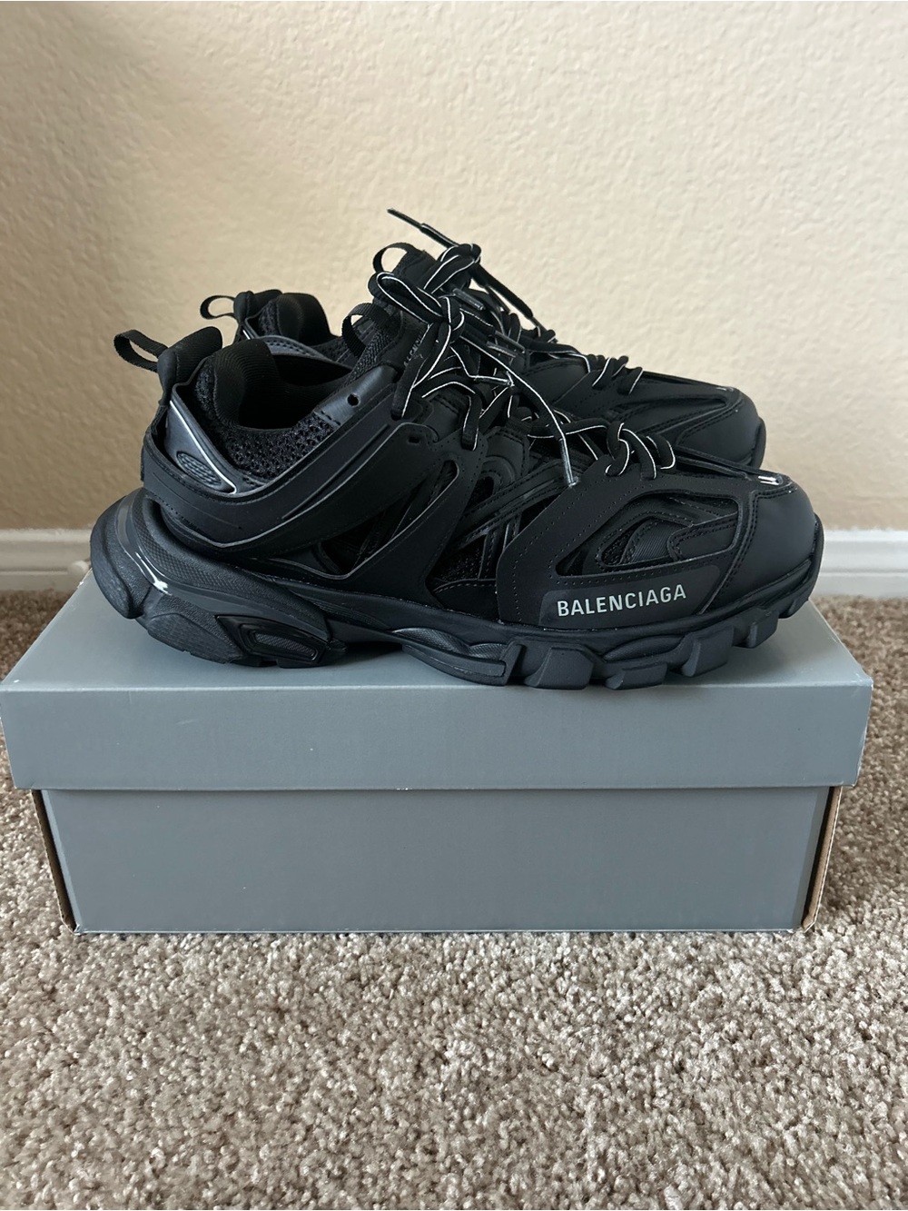 Balenciaga Black Layered Runner Sneakers